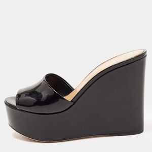 Sergio Rossi Black Patent Platform Sandals